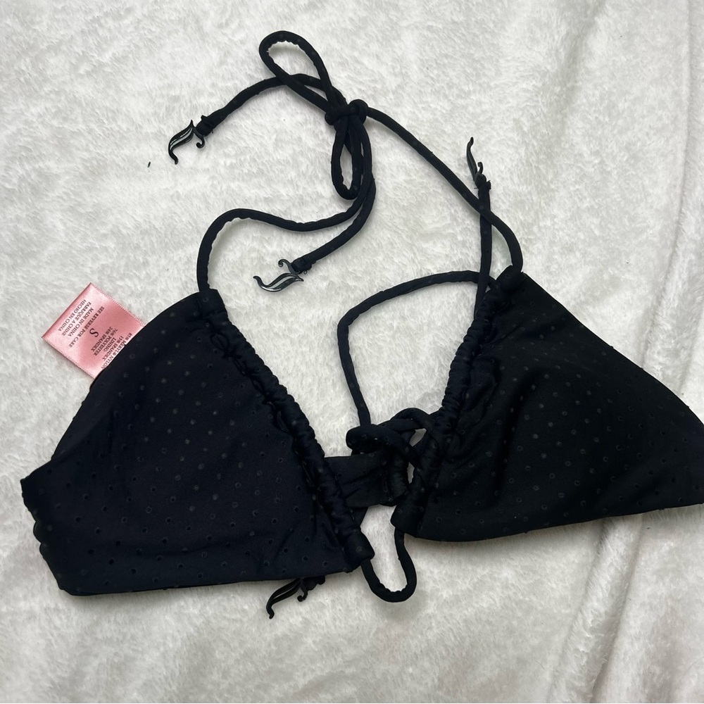 Juicy Couture polka dot textured string bikini top